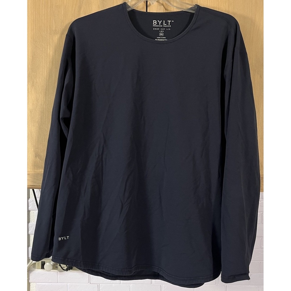 BYLT Drop Cut L/S Lux Performance Shirt Dark Blue‎ Activewear Mens XXL
